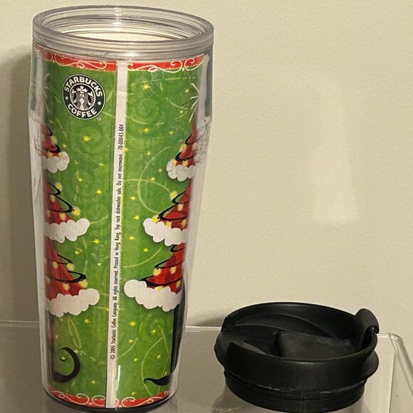 STARBUCKS 2005 Christmas Elf Tree 16 oz Travel Tumbler - Picture 4 of 6